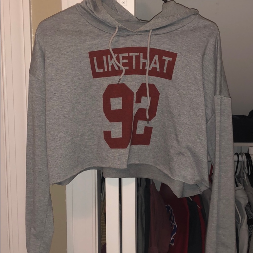 very cropped graphic hoodie